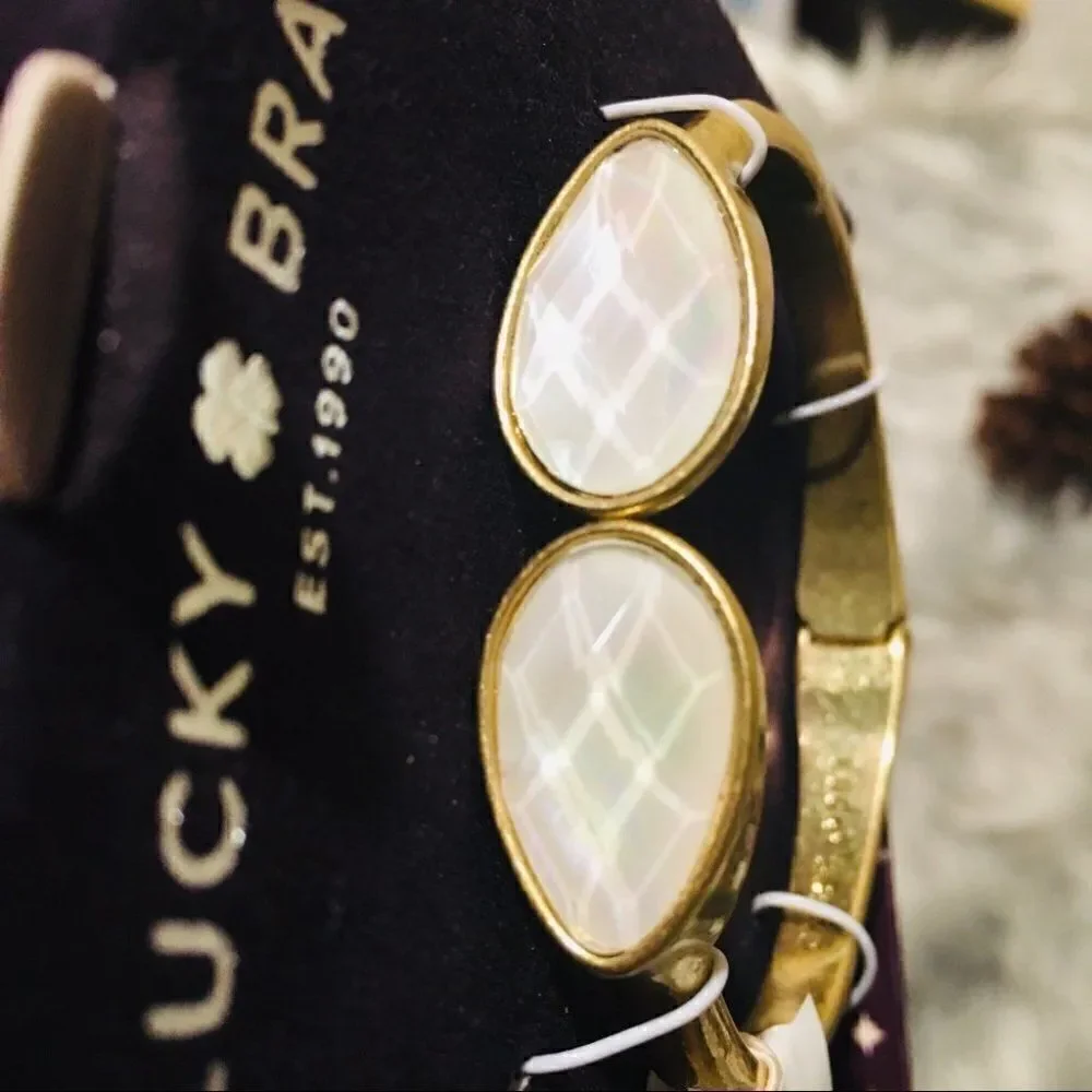 Lucky Brand Golden Cuff White Stone - Picture 6 of 8